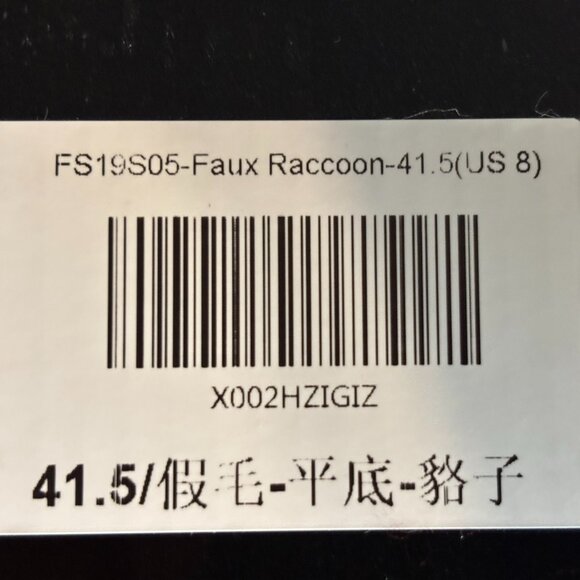 New in Box Fur Story Womens Furry Slippers Size 8 Black/Brown Faux Racoon - Picture 4 of 6